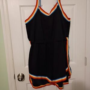 Black Dress with Multicolor Trim